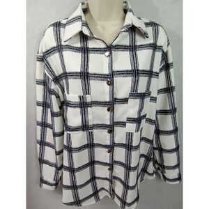Unbranded Womens‎ medium button up black and white long sleeve pocket top